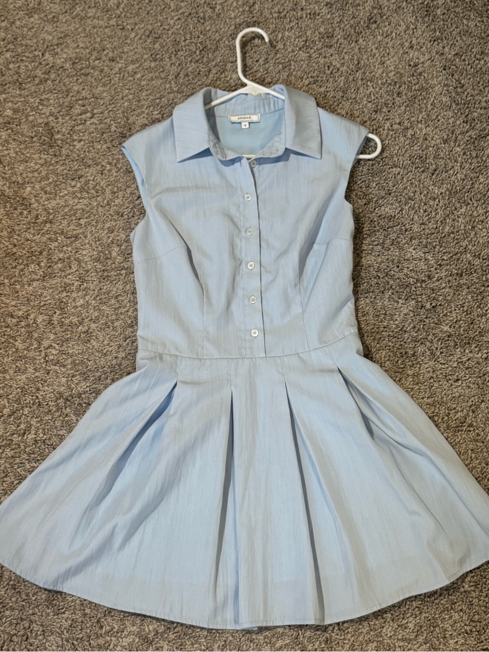RIHOAS Light Blue Collared Pleated Dress